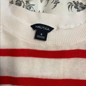 Nautical white and blue anchor zipper sweater